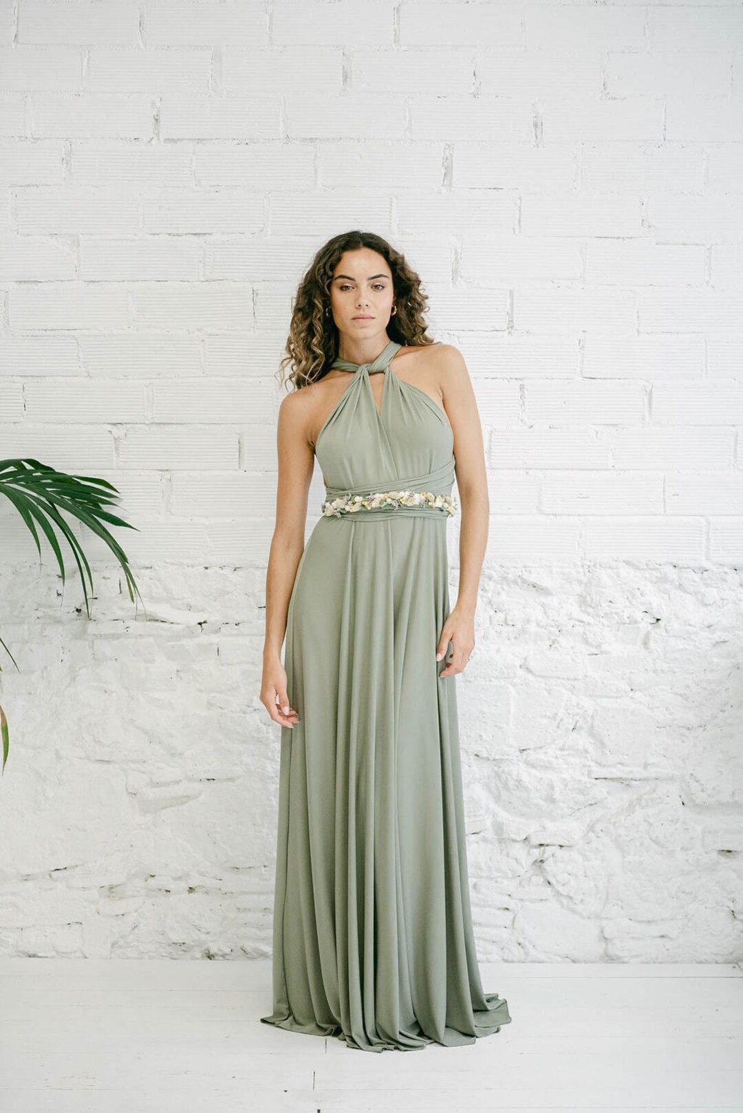 Moss Green Bridesmaid Dress, Infinity Green Dress, Boho Wedding Gown ...