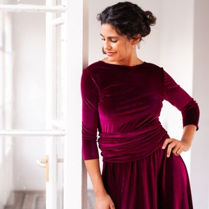Velvet dress long sleeve, Velvet long dress with sleeves, Winter velvet dress long, Winter bridesmaid dress, Velvet gown