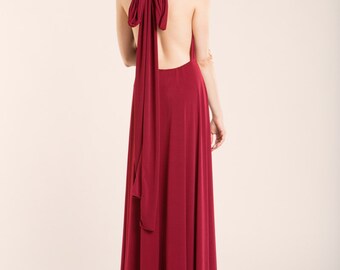 Robe de bal rouge foncé, robe Infinity, robe rouge, sans manches longue robe rouge, robe féminine, femme robe, robe de soirée rouge, robes