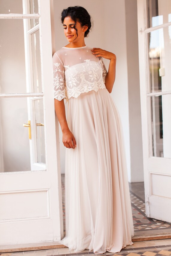 Bridesmaid dress top with detachable skirt