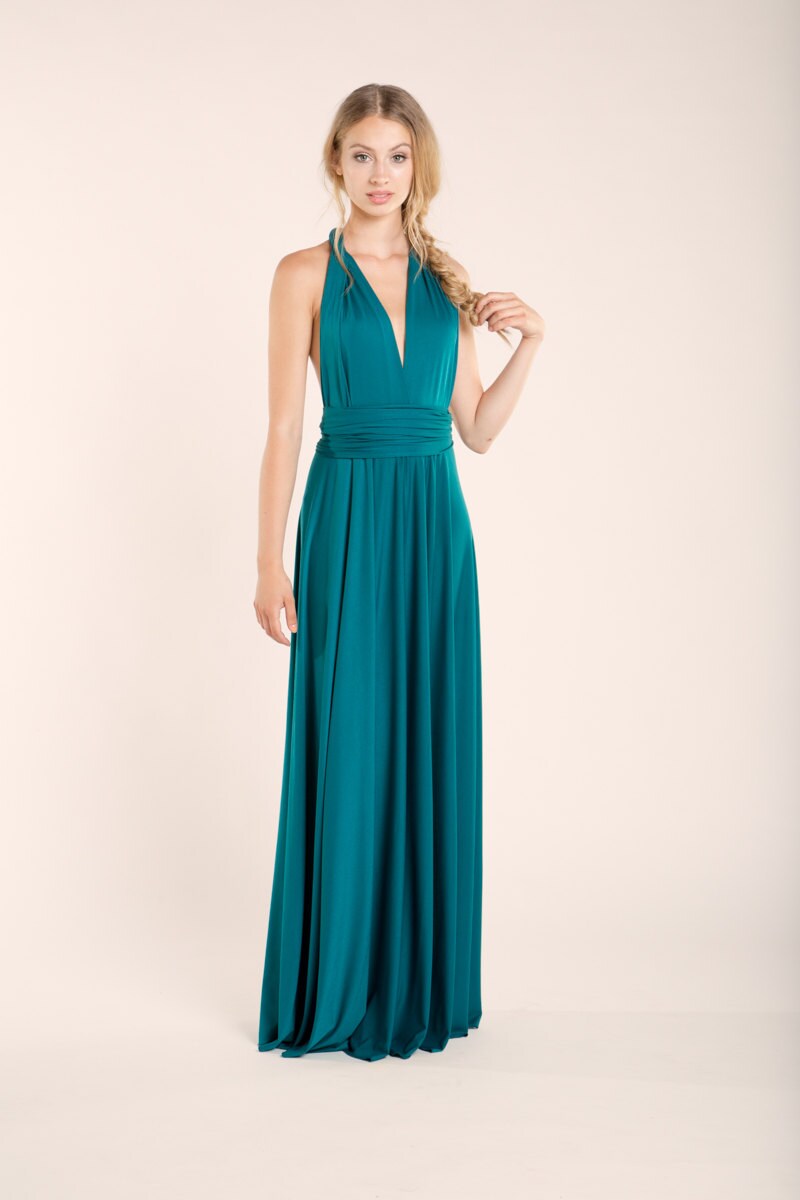 Teal Long Dress Maxi Dress Bridesmaid ...