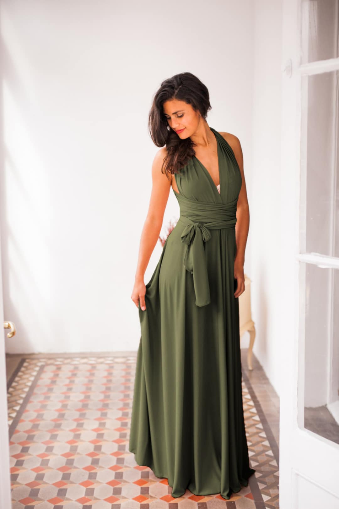 TDY Olive Green Maxi Infinity Bridesmaid Dress – Thedaintyard