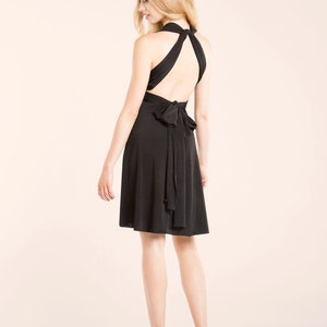 Short black infinity dress knee-length minimalist short dress for wedding guest and party image 2