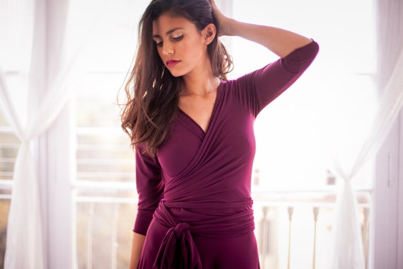 Maxi Dress Magenta With Long Sleeves, Long Sleeve Dress for Bridesmaids,  Winter Wedding and Parties - Etsy Canada