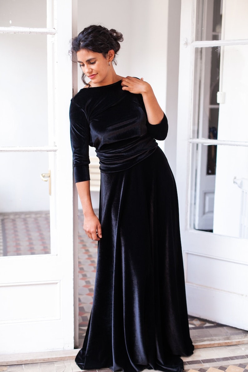 Velvet Dress Long Sleeve Velvet Long Dress With Sleeves Etsy