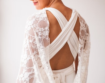 Beautifully Crafted Champagne Lace Circle Shawl for Weddings