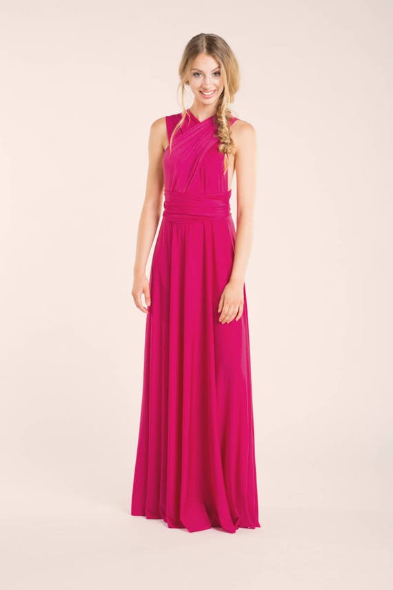 Fuchsia Pink Ikat Midi Dress With Bead Work