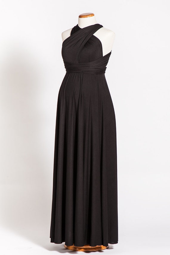 Elegant Long Black Baby Shower Maternity Infinity Dress in Soft Satin Jersey  - Etsy