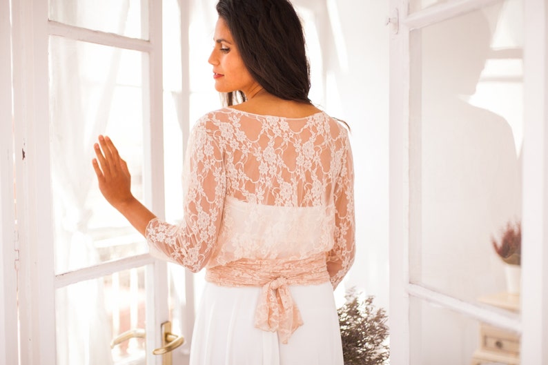 Lace shrug, golden lace shrug, golden lace bolero, convertible lace jacket, shrugs & boleros, golden lace cover up, versatile lace wrap top image 4