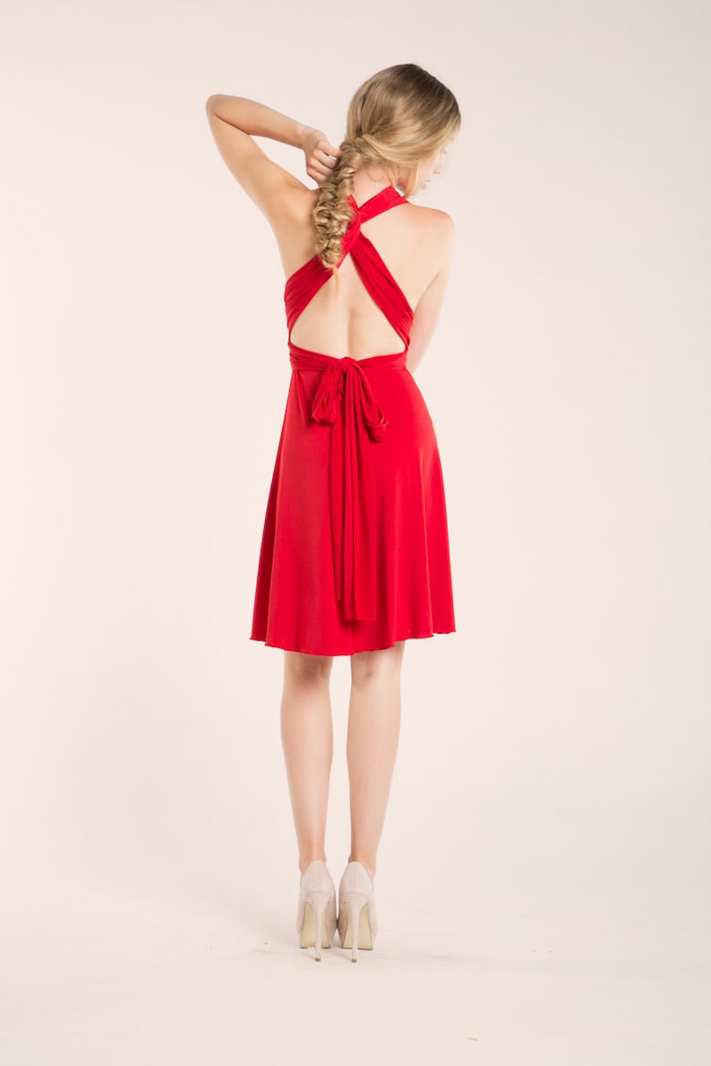 short red bridesmaid dress
