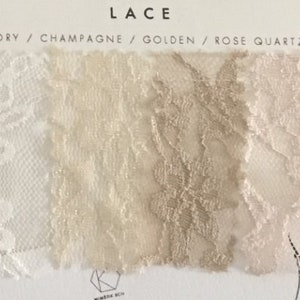 lace sample in ivory, golden, champagne and soft pink