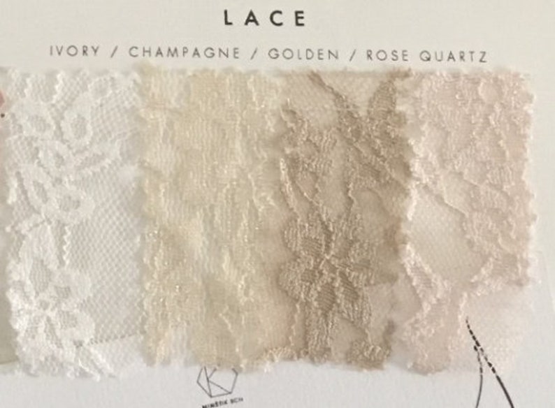 lace sample in ivory, golden, champagne and soft pink