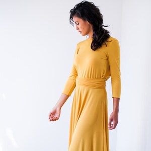 Long sleeve maxi dress, maxi dress, long sleeve dress, mustard evening dress, buttercup bridesmaid dresses long sleeve maxi dress bridesmaid image 3