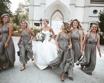 Taupe bridesmaid dress, Taupe long dress, pale brown infinity dress, long light brown dress, brown infinity dress, long dress, taupe dress