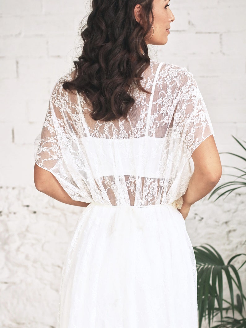 Boho Lace Weeding Dress Greek Style Ivory Lace Separates Dress image 3