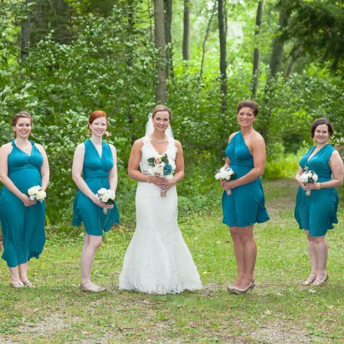 teal wedding party dresses