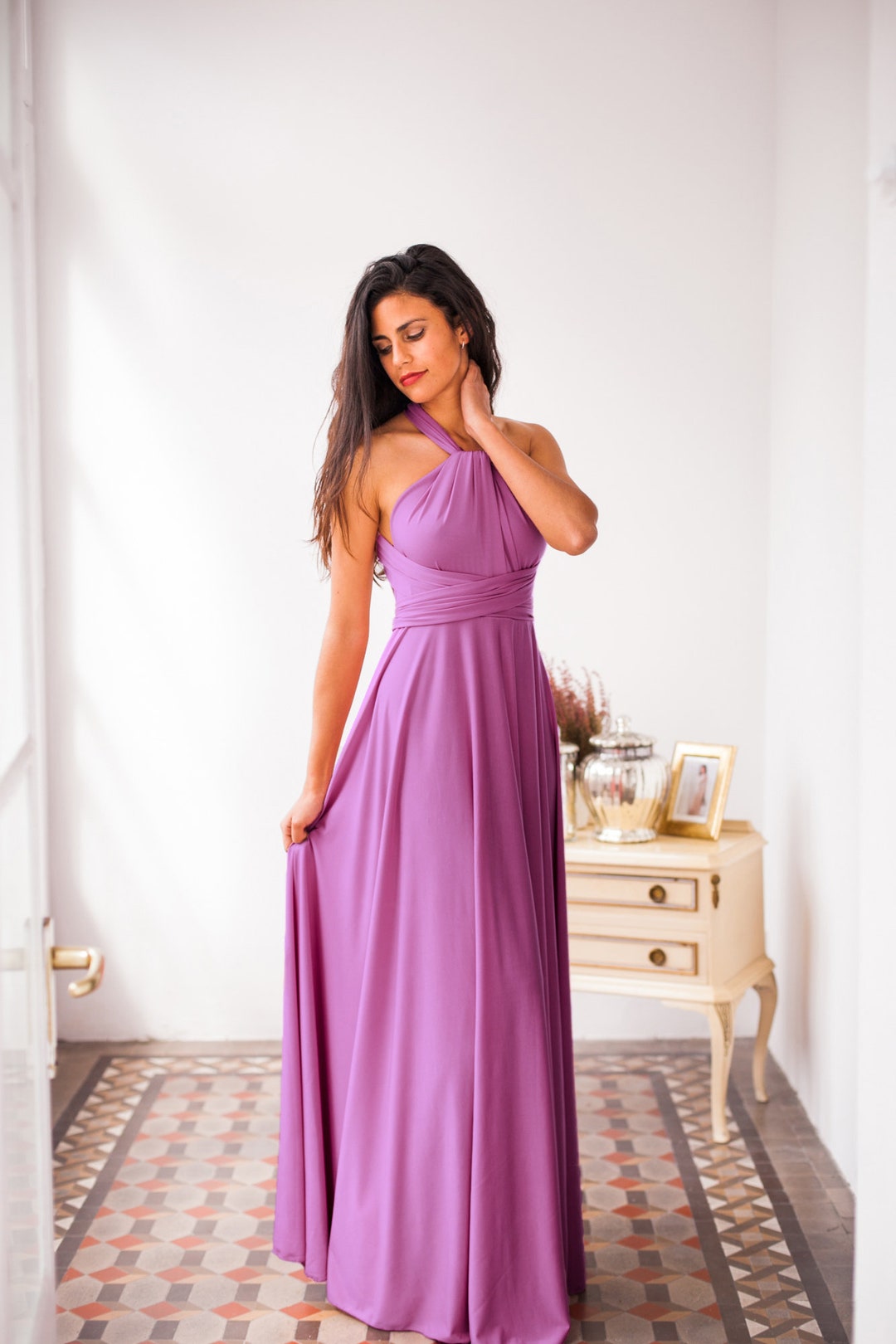 beneficio difícil cosecha Vestido largo violeta Vestido lila de noche Vestido de noche - Etsy México