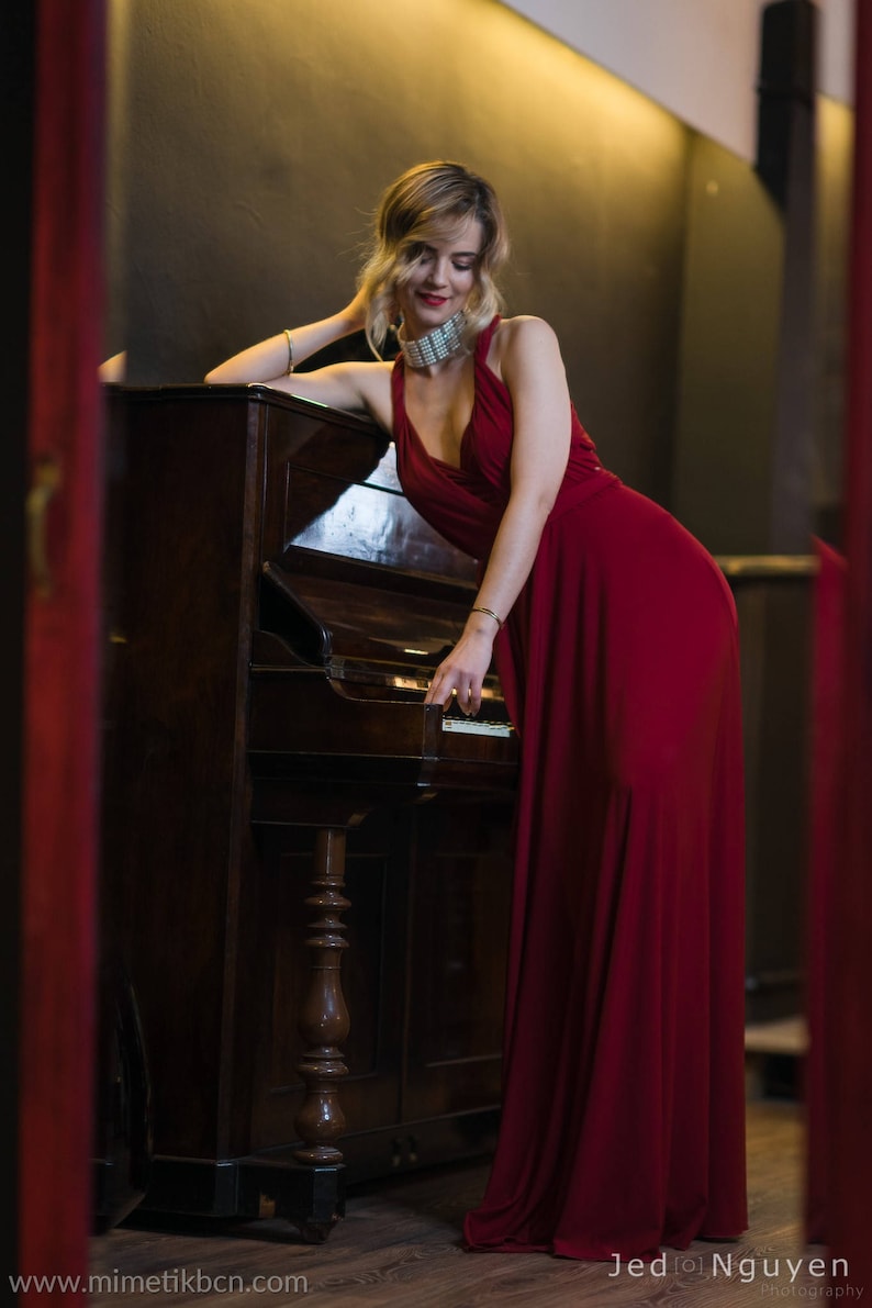 Robe de bal rouge fonc?� robe Infinity robe rouge sans - Etsy France