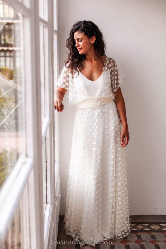 dot wedding dress