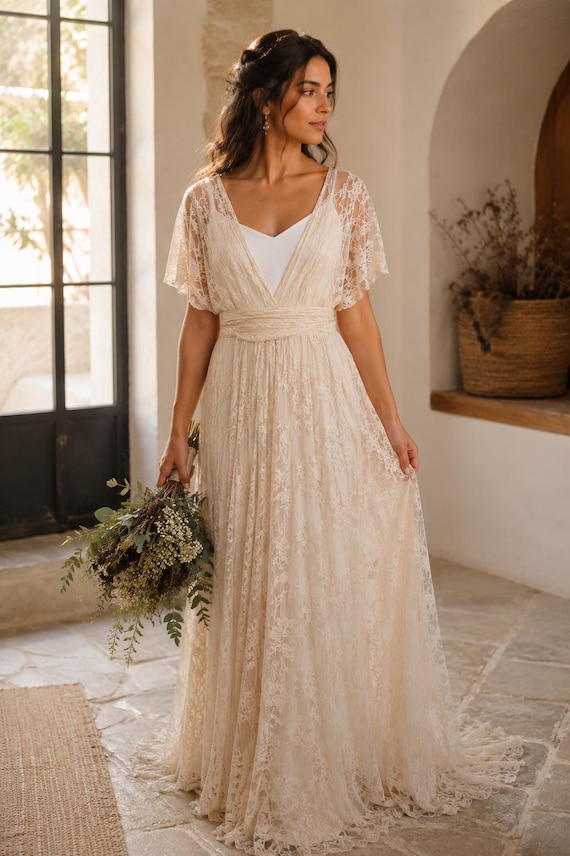 beach boho two piece wedding dress | Lace Overlay Bridal Gown | Minimalist Wedding Dress | Wedding Dress | Bohemian Bride Dress a backyard ceremony masquarade costume Linen Pinafore Dress, Black size:XXXL