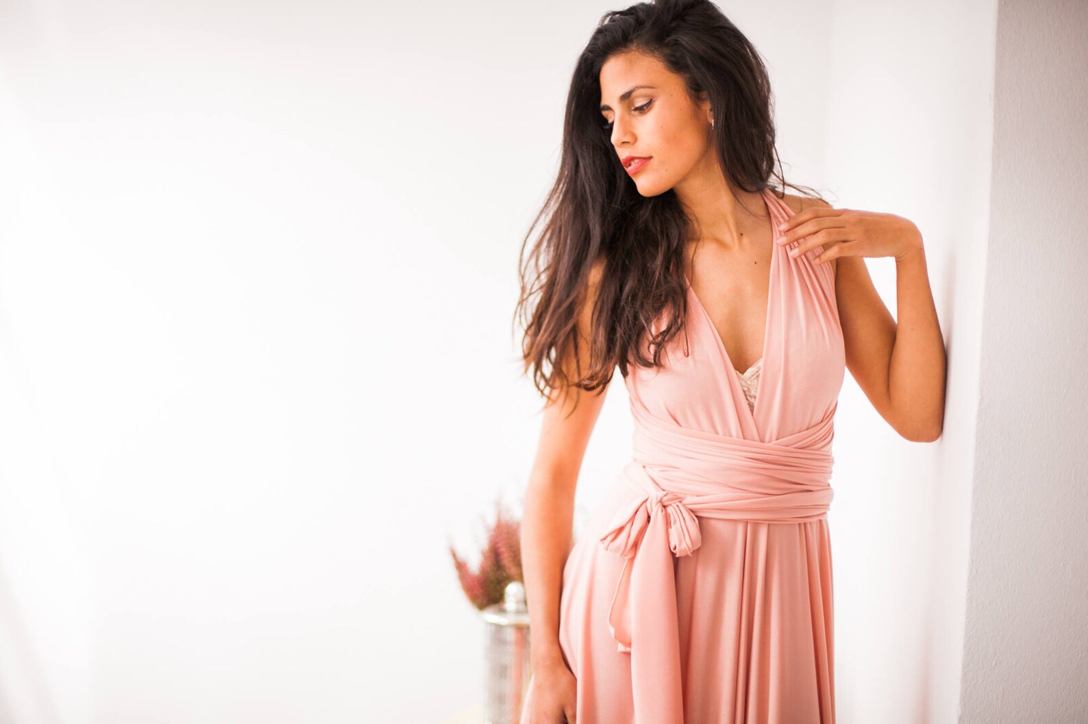 Peach-Colored Maternity 3/4th Gown main image 0