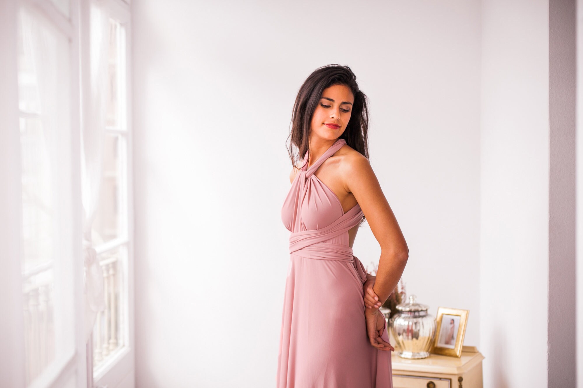 salmon color bridesmaid dresses Coral Dress, Pink Bridesmaid Dress, Coral Wedding, Coral Dress, Pink Dress, Coral Long Dress, Coral Infinity Dress, Coral title Allures light grey bridesmaid dresses with slit Color:BLACK-NUDE Split Side Sleeve