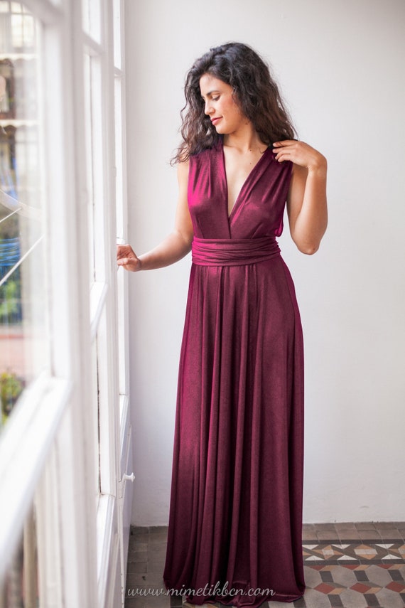 Inmundo prueba Él mismo Vestido de noche vino Vestido largo color vino Vestido - Etsy México