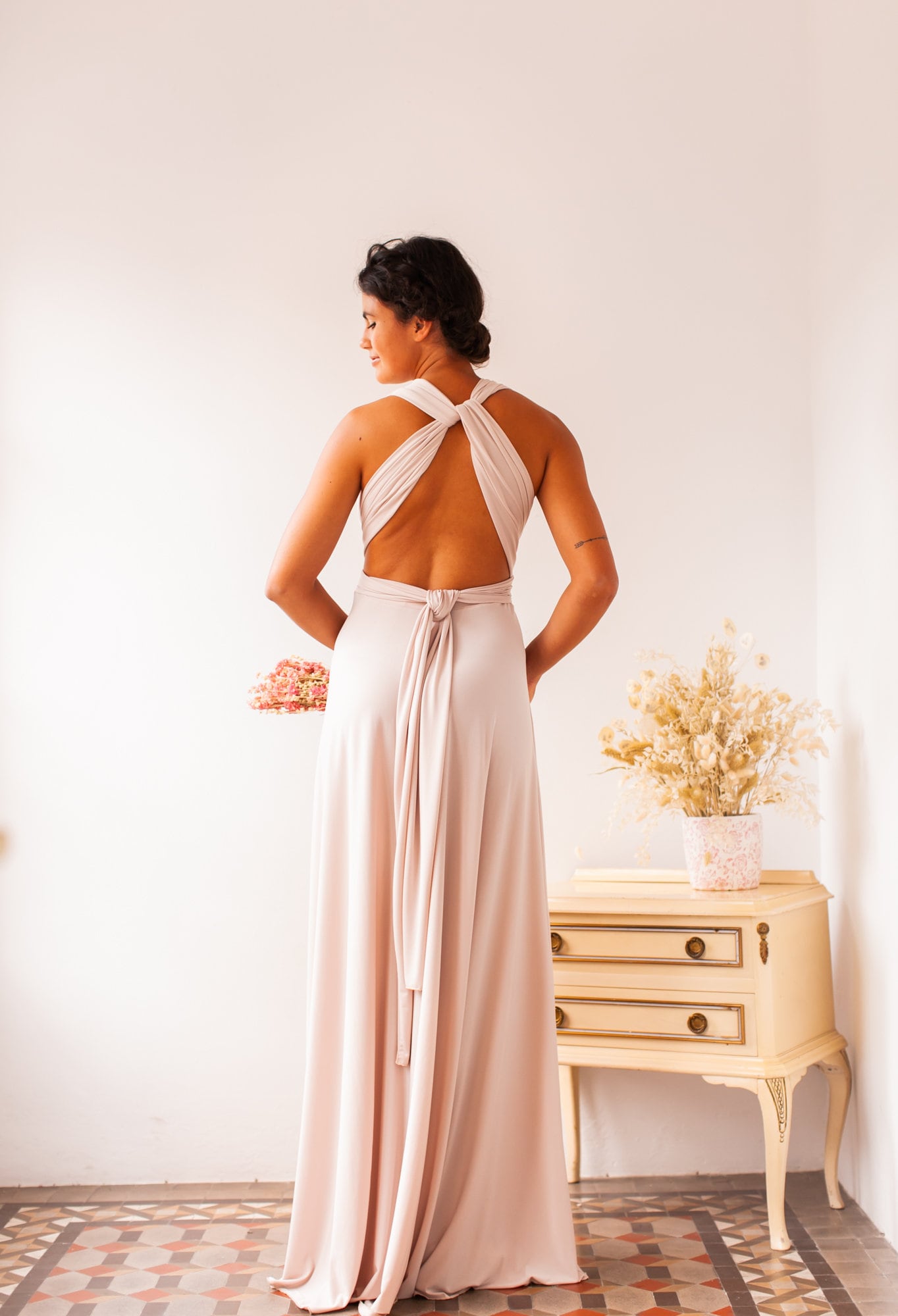 long gown beige color