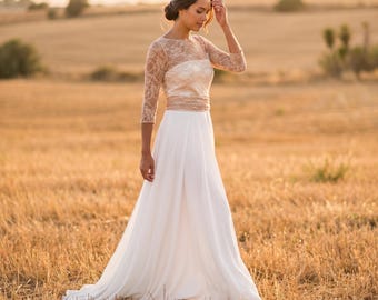 Gonna da sposa minimalista color avorio – gonna lunga da sposa, gonna in jersey di raso per abiti da sposa separati, vita elasticizzata
