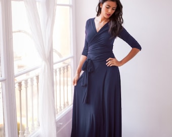 Navy blue dress, navy blue maxi dress, long sleeve navy dress, convertible dress, bridesmaid dress, bridesmaid navy dress bridesmaid dresses