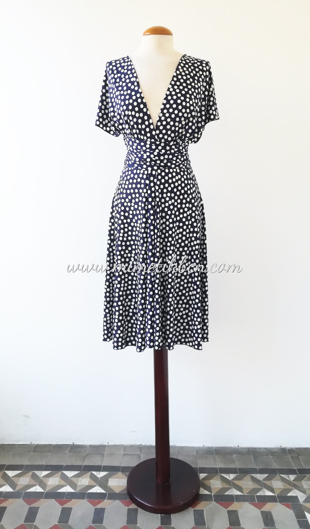 Blue polka dot tea dress 2025