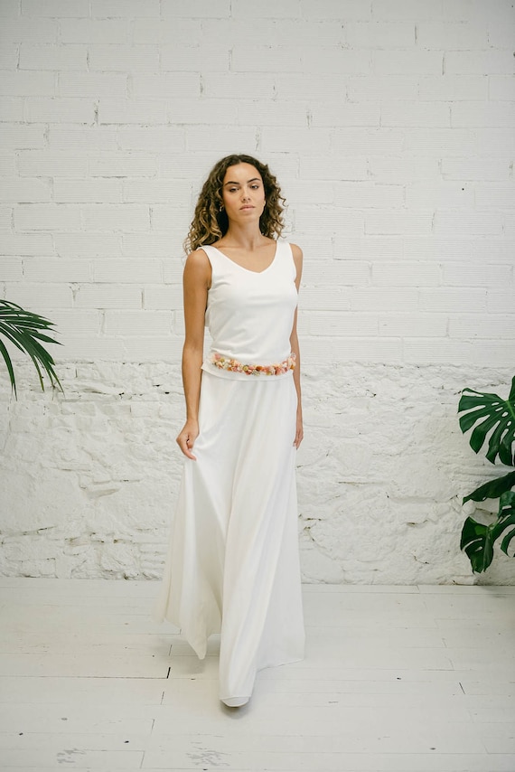 Boho Beach Wedding Top With Open Back, Modern Bridal Separates