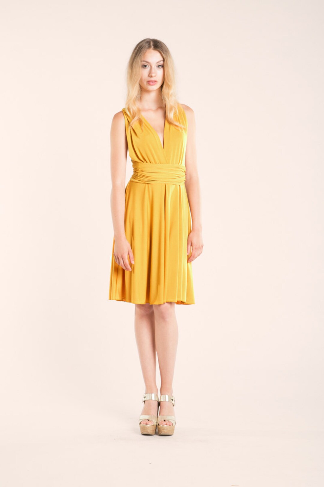 Clearance SALE Short Yellow Dress Mustard Yellow Infinity - Etsy