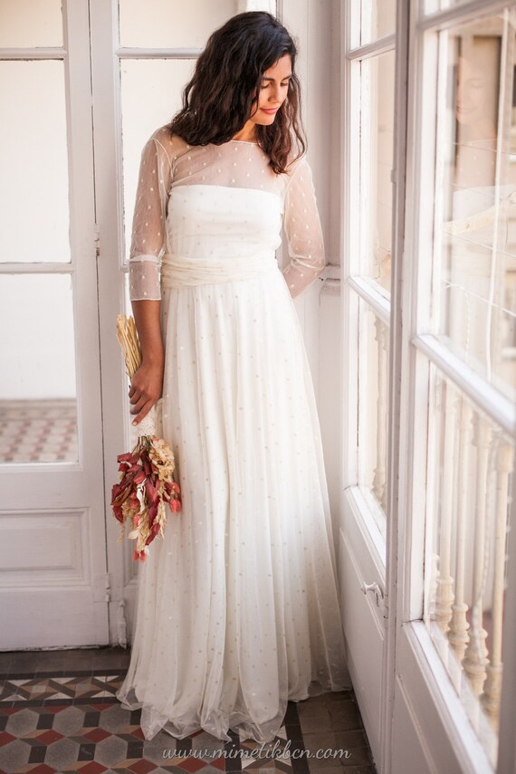 Romantische Hochzeitskleid Elfenbein Spitzenkleid Etsy