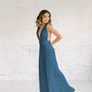 Indigo blue Versatile Multiposition Jumpsuit, Perfect for Bridesmaids, Elegant Party Outfit