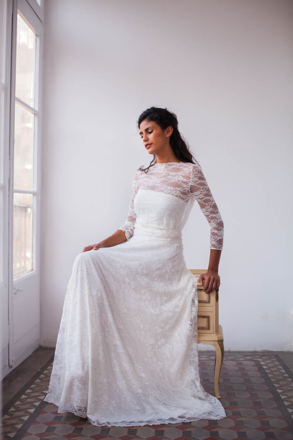 Maternity Lace Wedding Dress With Long Sleeves Romantic and - Etsy