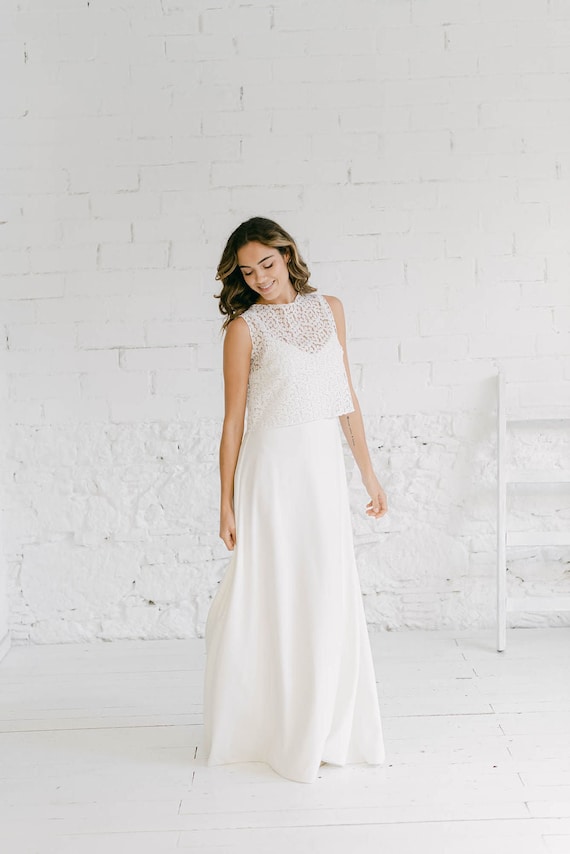 minimalist boho wedding dress Casual Flowy with Side Slit Backless Satin Wedding Dresses Style Ariamo Boho Wedding Dresses -