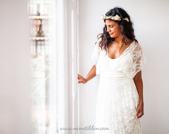 Grecian wedding dress, Grecian goddess dress, Soft lace wedding dress, Wedding dress greece, Grecian dress lace, White lace dress