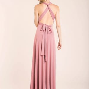 Lange Pulver rosa Brautjungernkleid, lange weichen rosa vielseitig Kleid, langes Kleid mit Rücken gekreuzt, hell rosa Maxi Kleid, rosé rosa Bild 2