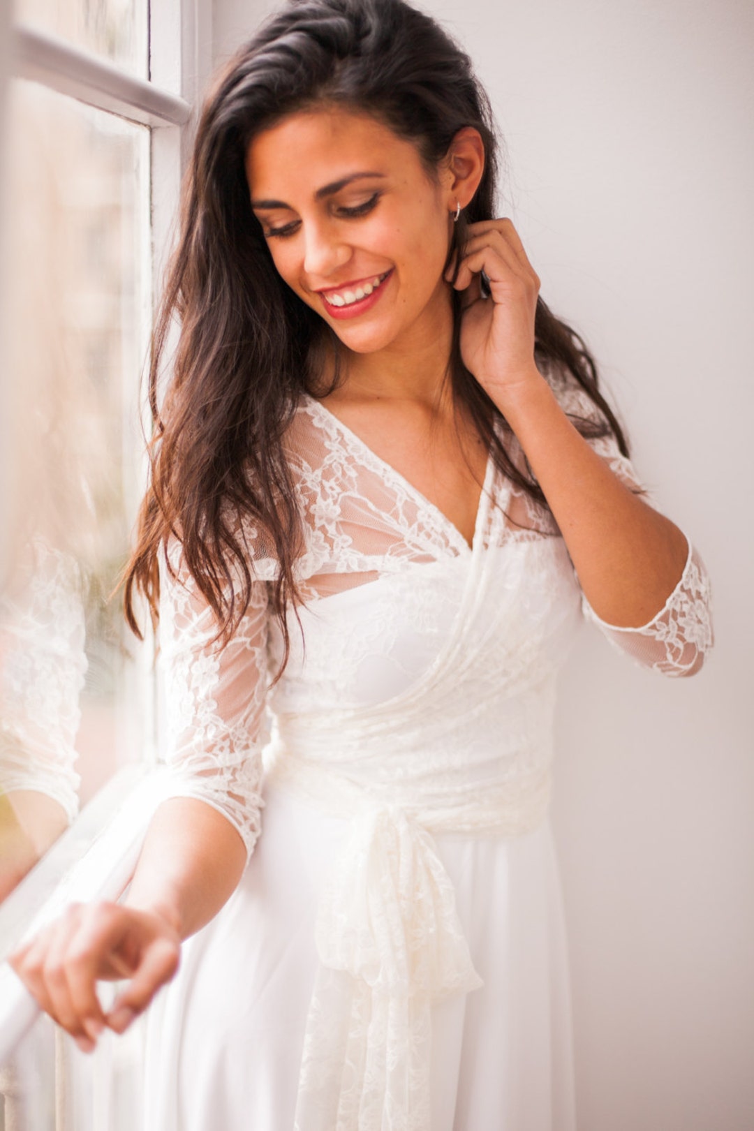 fitted lace wedding dress Beaded Lace Bridal Top – Wedding Dress Topper – Married in the Morning main image 0