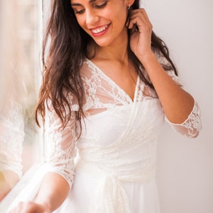 Bridal lace top for long sleeve wedding dress, wedding dress topper lace for boho bridal gown