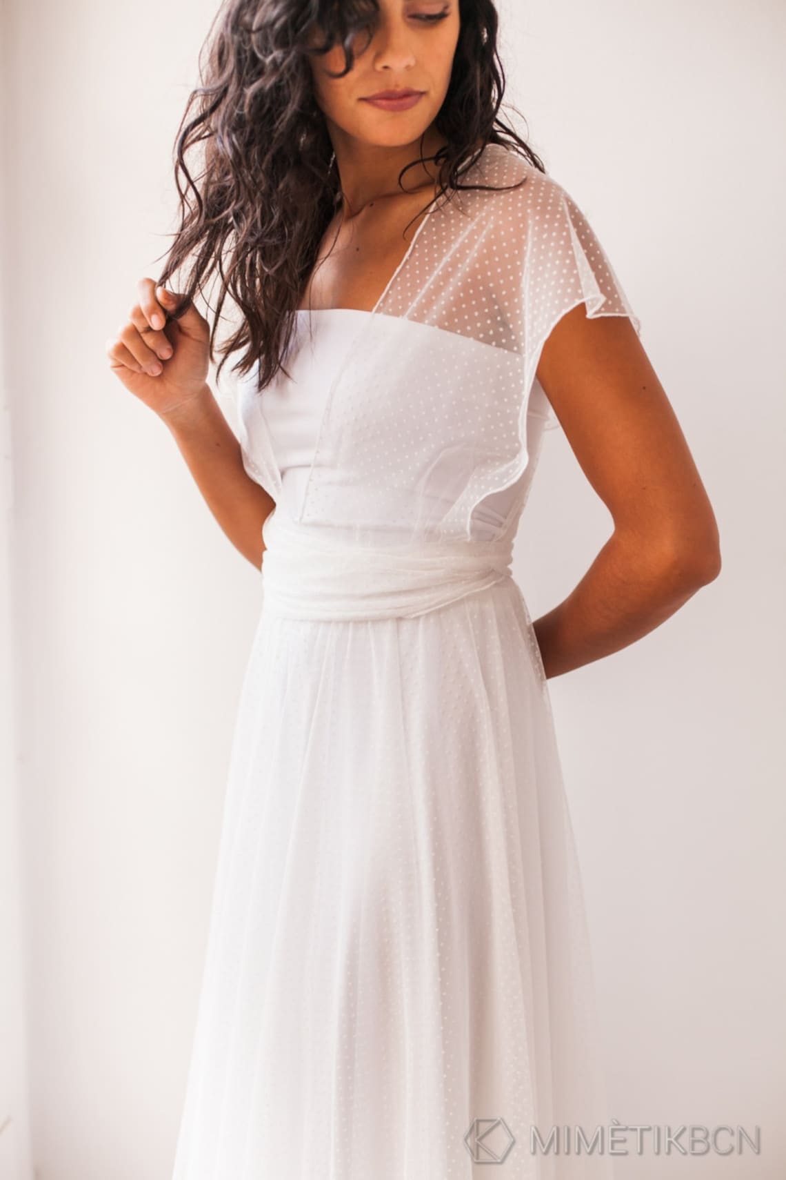 Polka Dots Tulle Bridal Dress Dotted Swiss Tulle Wedding Etsy