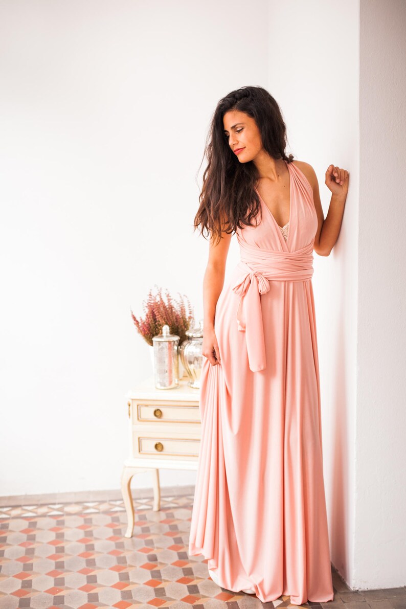 Peach-Colored Maternity Long Gown