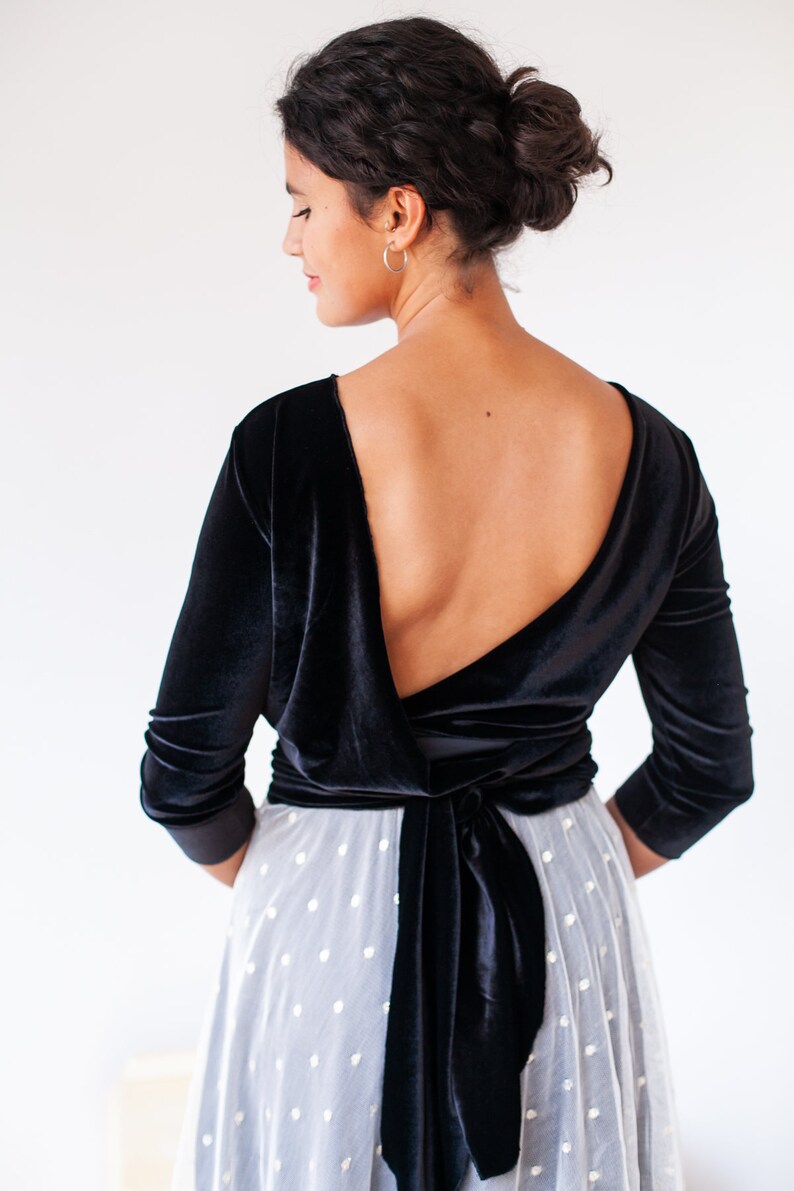 Modest Velvet Long Sleeve Black Evening Dress With Detachable Etsy