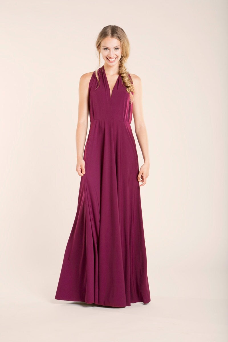 Long dress  wine red gift for her, sexy dress for women convertible burgundy