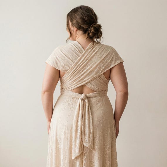 champagne dress for wedding plus size Lace Dress, Curvy Boho Bridal Gown Bride dress Size:AU 8 Model:Boston Multi Color Stripe Sleeveless this flowy V