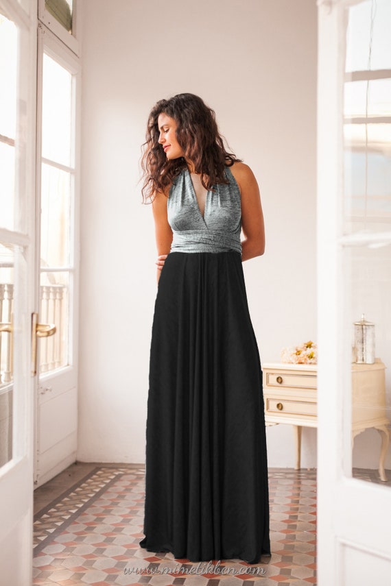 Vestido negro y plata Vestido formal plata Vestido largo - Etsy México Vestido negro y plata Vestido formal plata Vestido largo - Etsy México