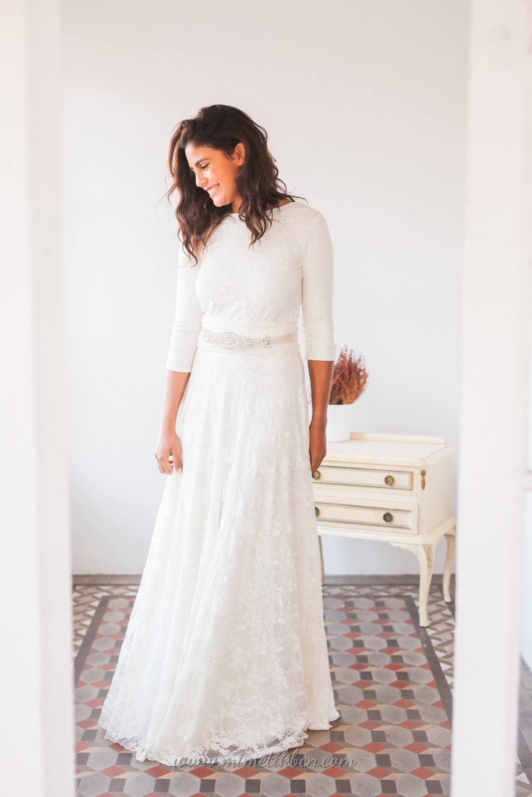 ivory wedding dress long sleeve