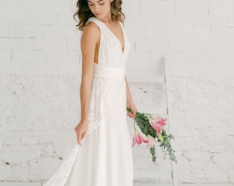 Lace Detachable train for wedding dress, Romantic Bridal overskirt in soft lace