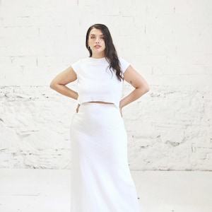 Sparkling Sequin Crop Top Wedding Dress with Mermaid Skirt, Curvy Bride